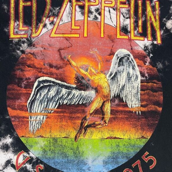 Led Zeppelin US Tour 1977 Retro Graphic T-shirt Women Small Black Tie Dye Music - Picture 2 of 5